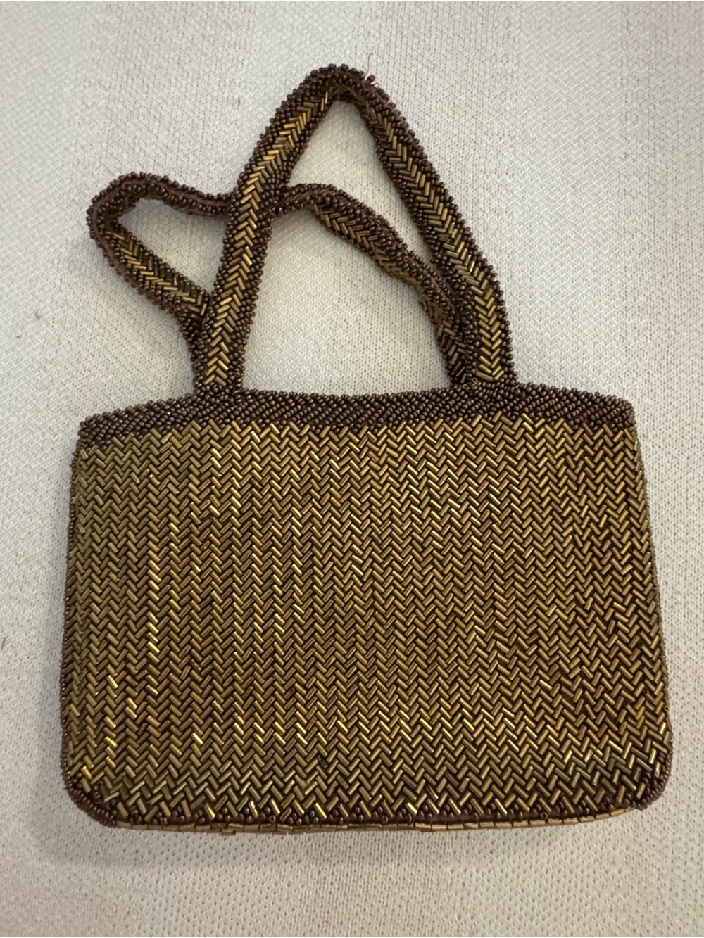 Woven Metallic Brown Shoulder Tote